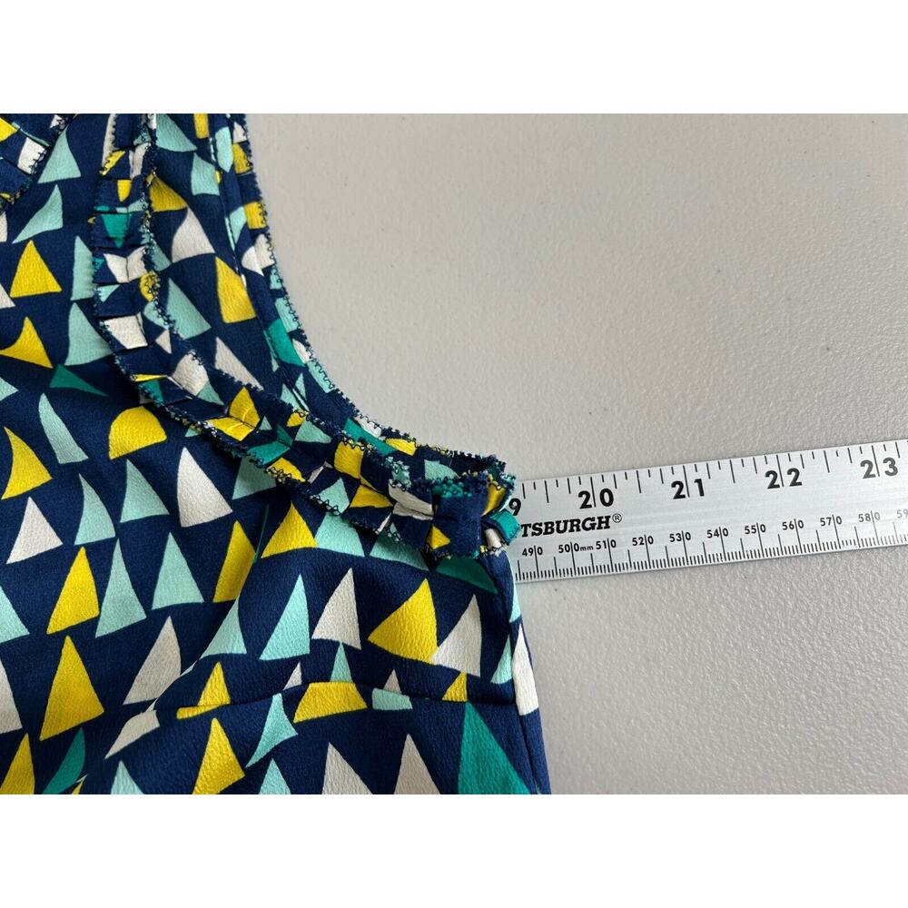 Talbots Geometric Print Sleeveless Top Womens Size Medium Navy Blue Office - Picture 4 of 7